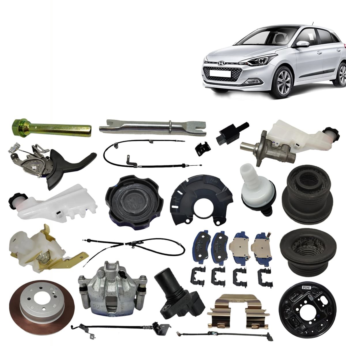 Hyundai I20 Brake Parts - Disc Caliper Brake Pad Shoes Handbrake Pipe Repair Kit Drum Booster Brake Master Cylinder